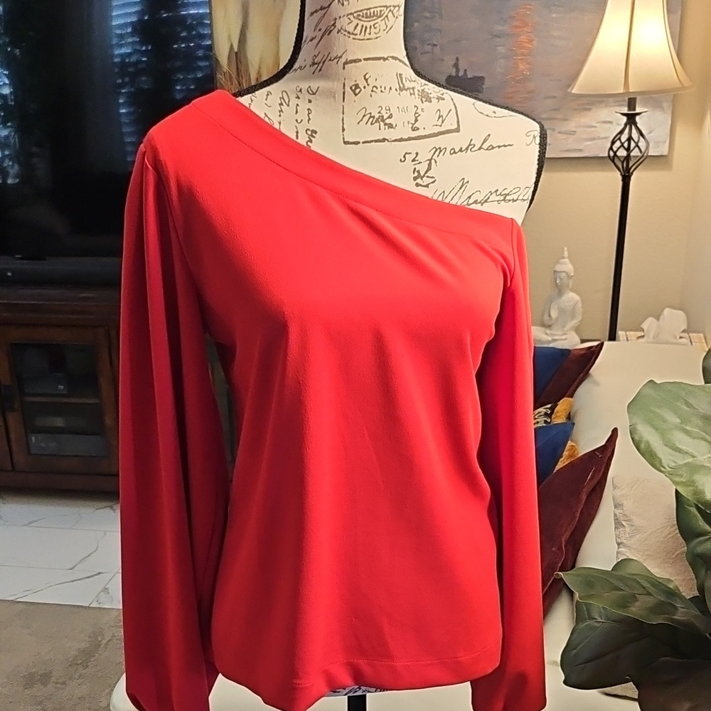 Banana Republic Red Asymmetrical Blouse